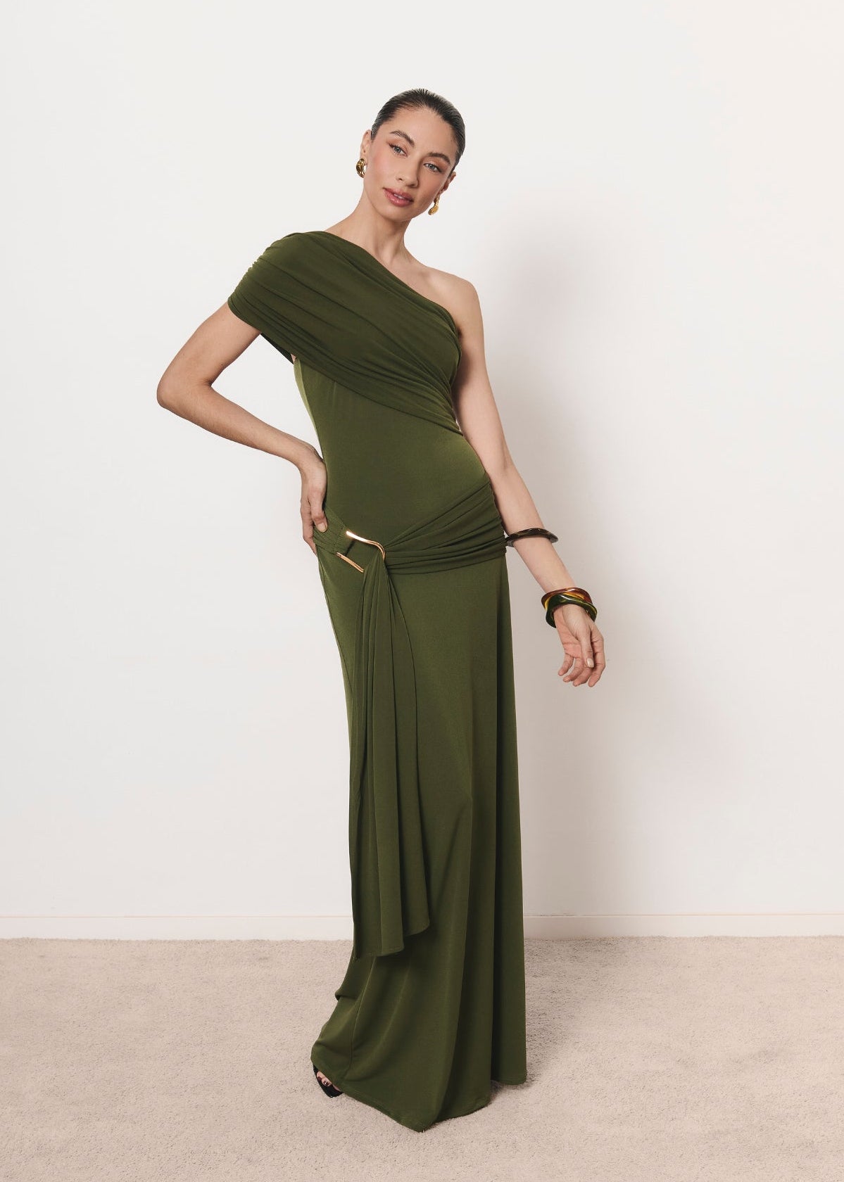 khaki green color dress Pietra in Size_08 Color:BERLIN May be worn with Simple Long Black Formal