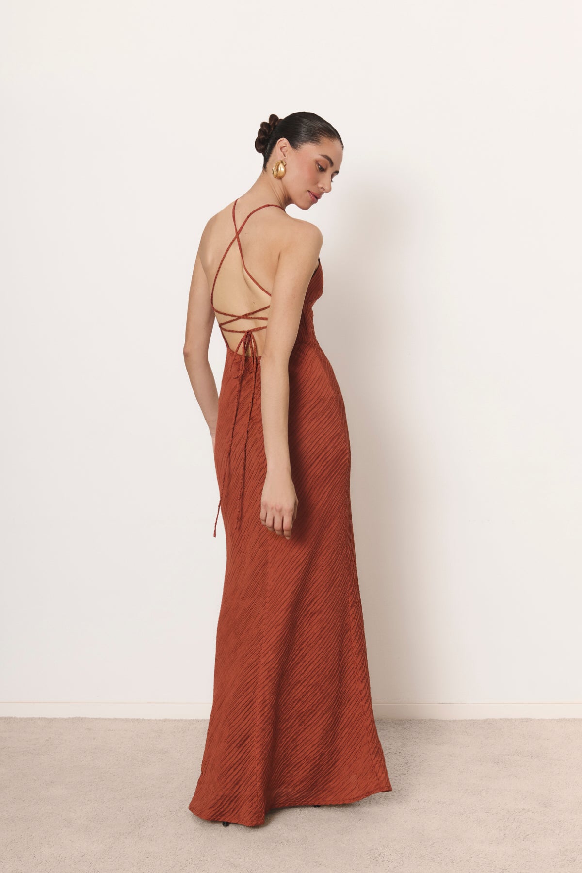 Vestido Léonie naranja tostado