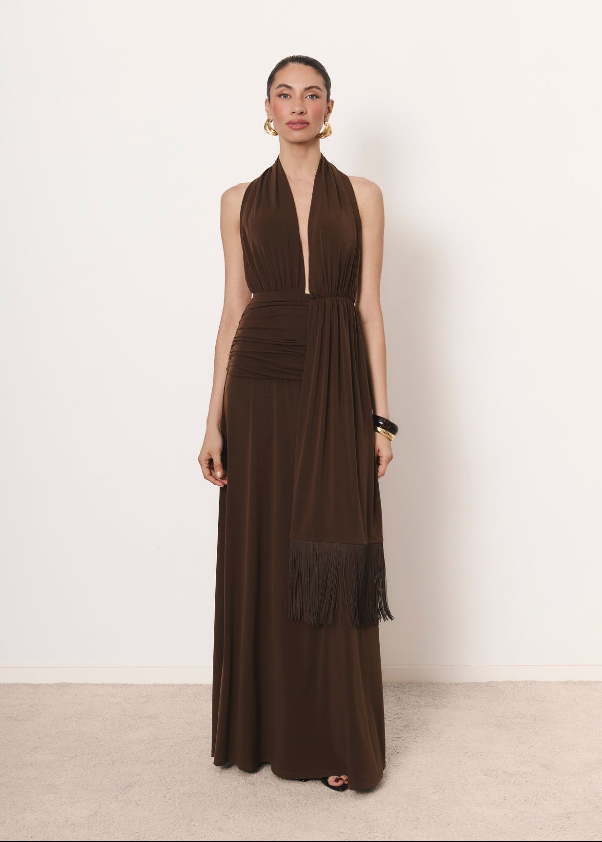 Vestido Palmira marrón chocolate