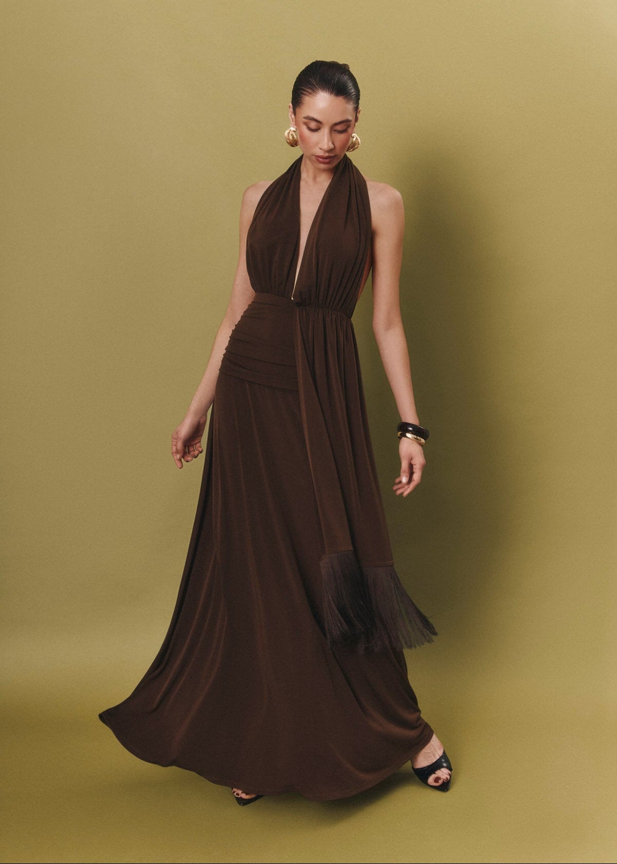 Vestido Palmira marrón chocolate
