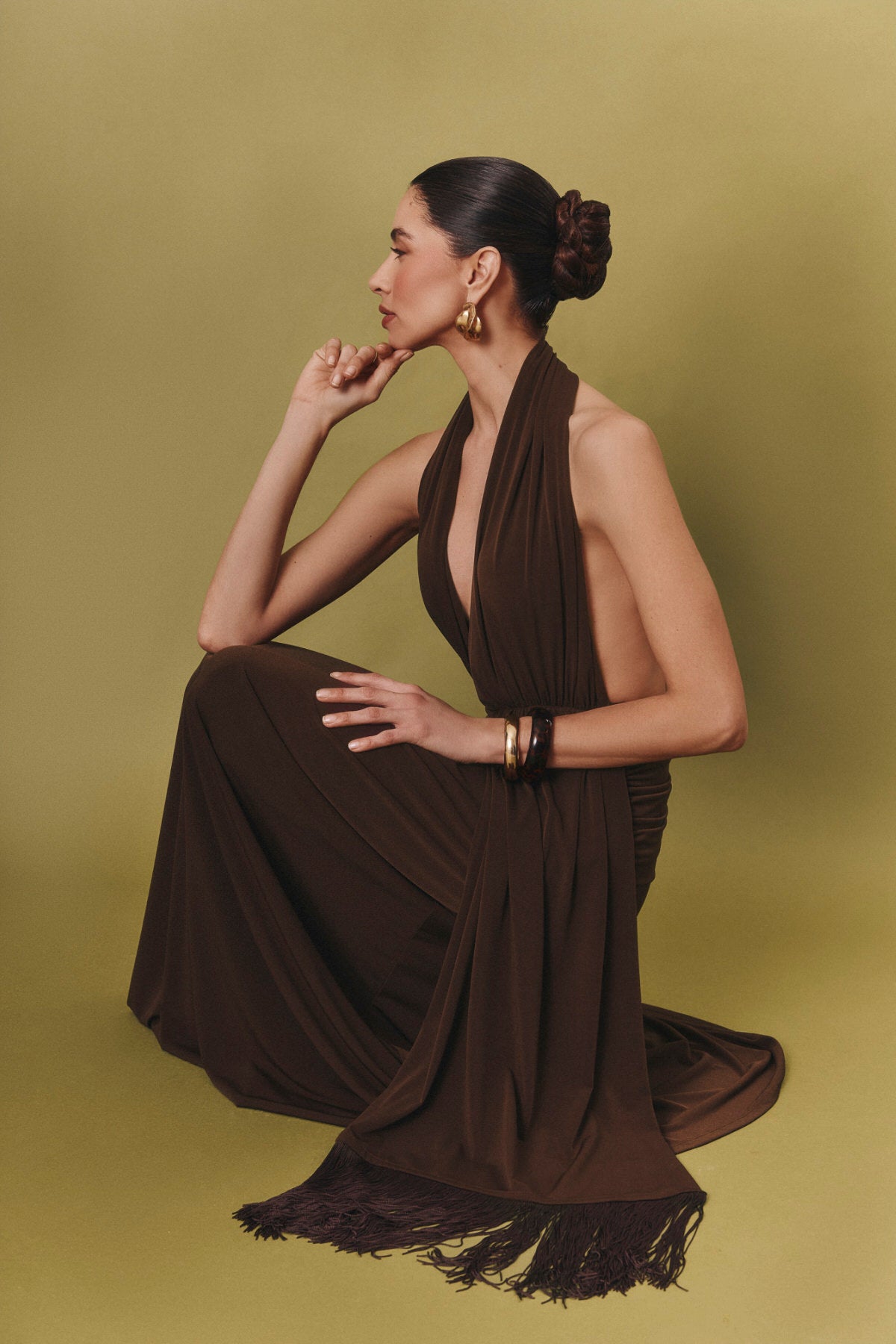 Vestido Palmira marrón chocolate