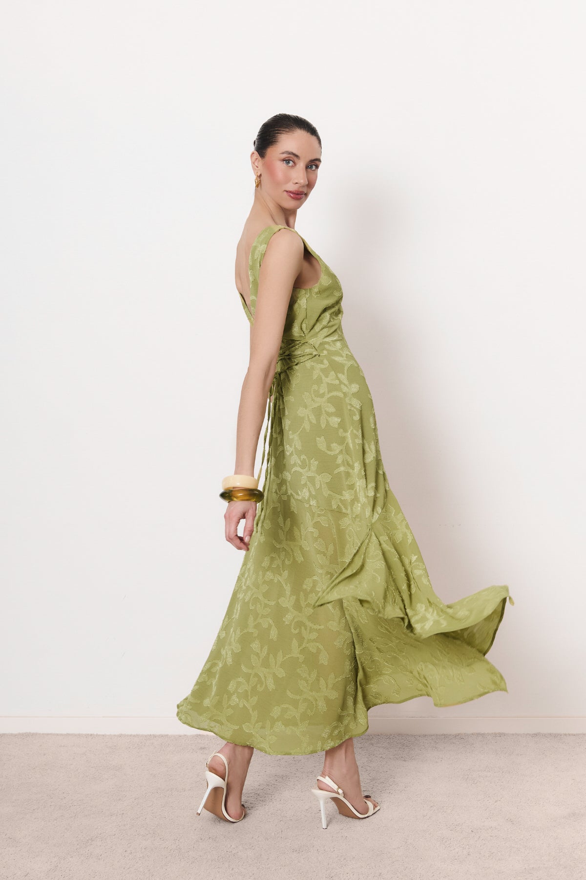 Vestido Paloma verde pistacho