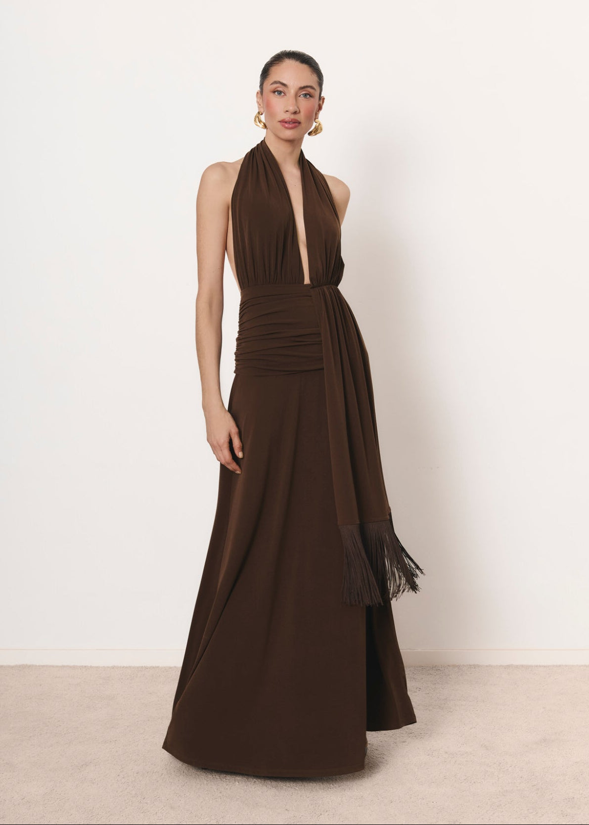 sachin and babi light blue dress Salome Chocolate Brown Twisted Asymmetric Maternity Midi Dress  Club L  London