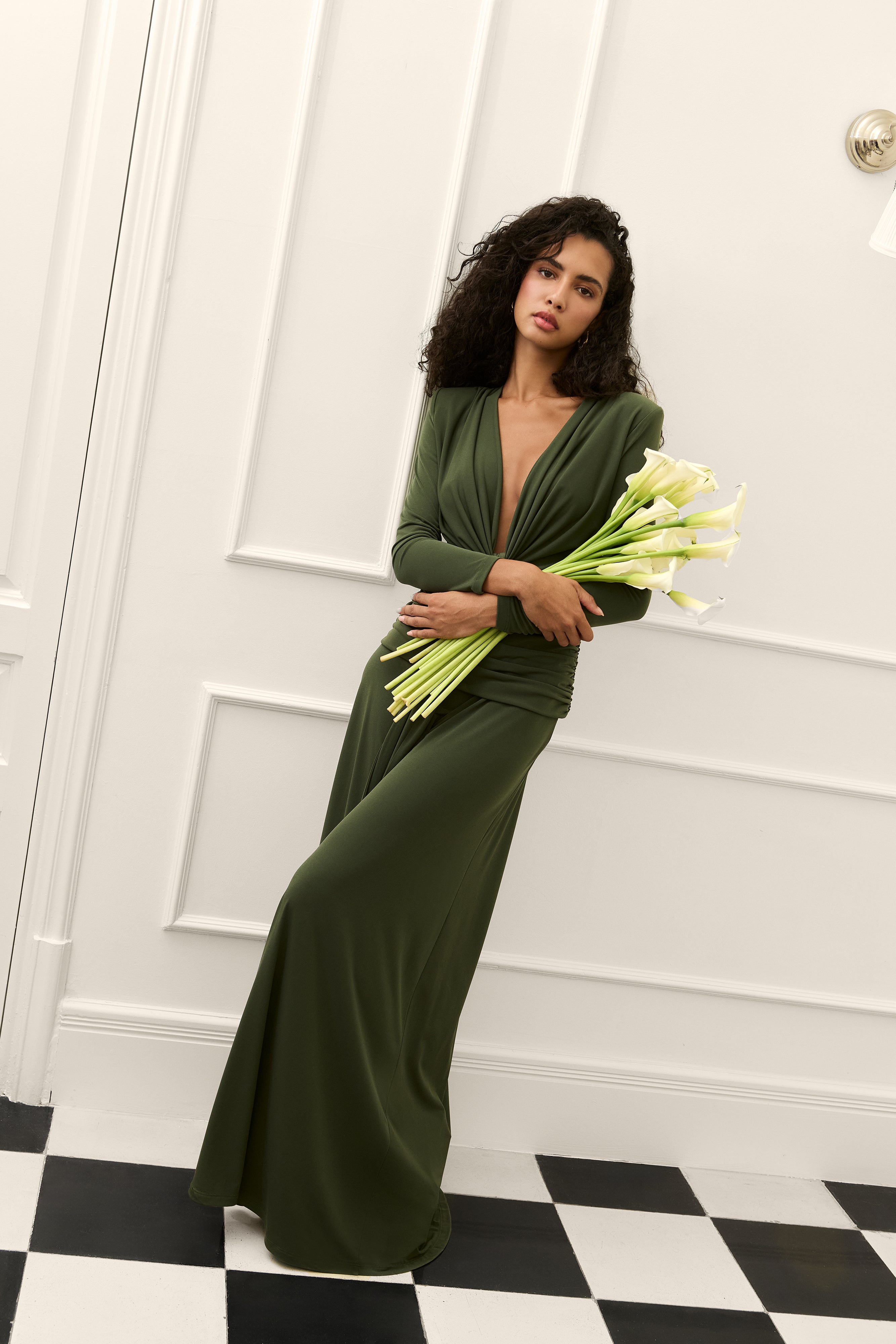 Vestido Rosalie verde caqui