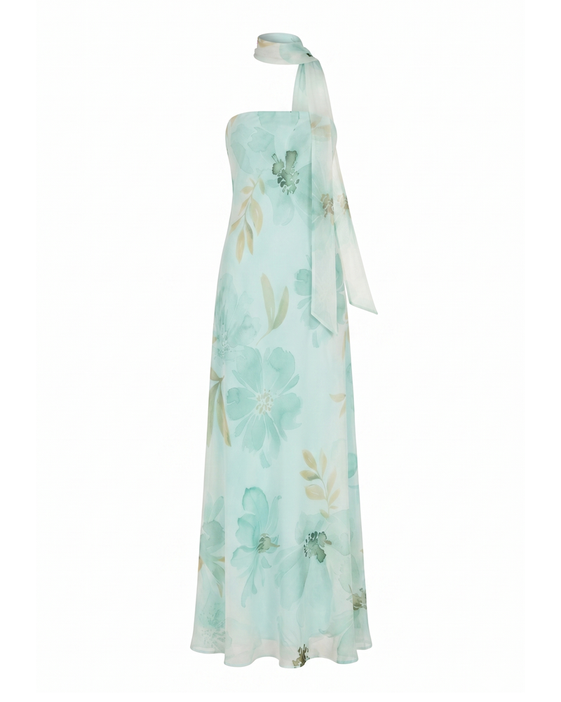 Vestido Cala floral turquesa