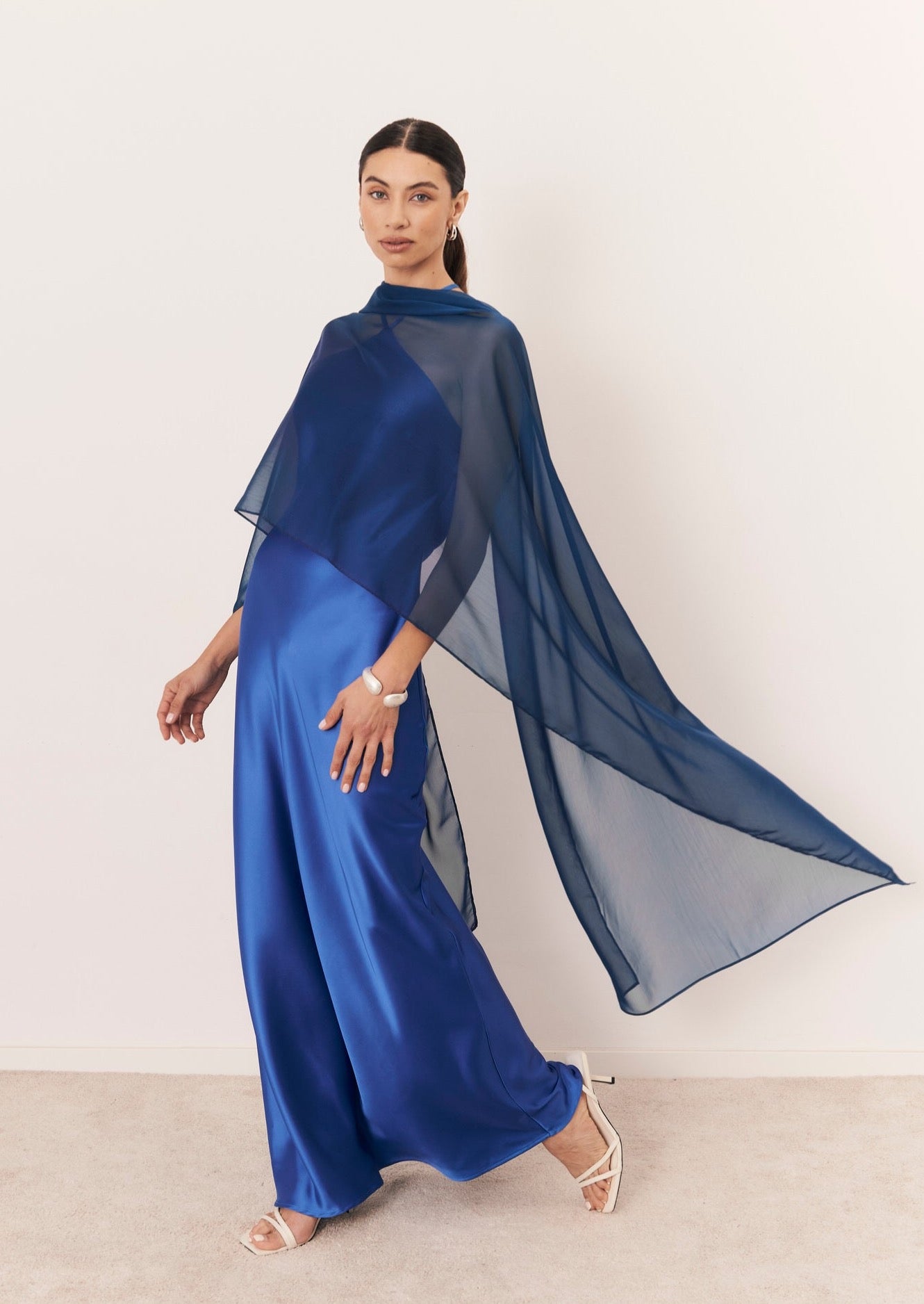 Sorrento shawl in cobalt blue