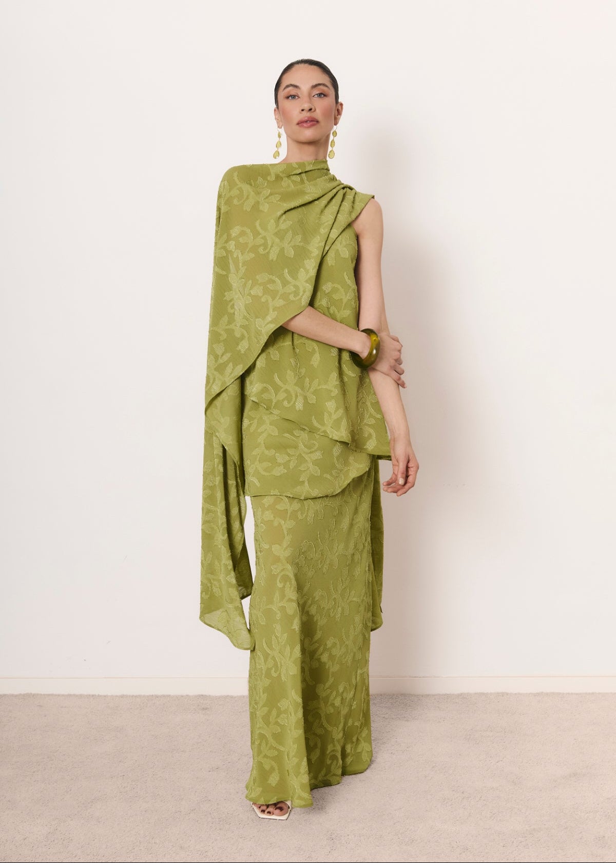 Chal jacquard verde pistacho