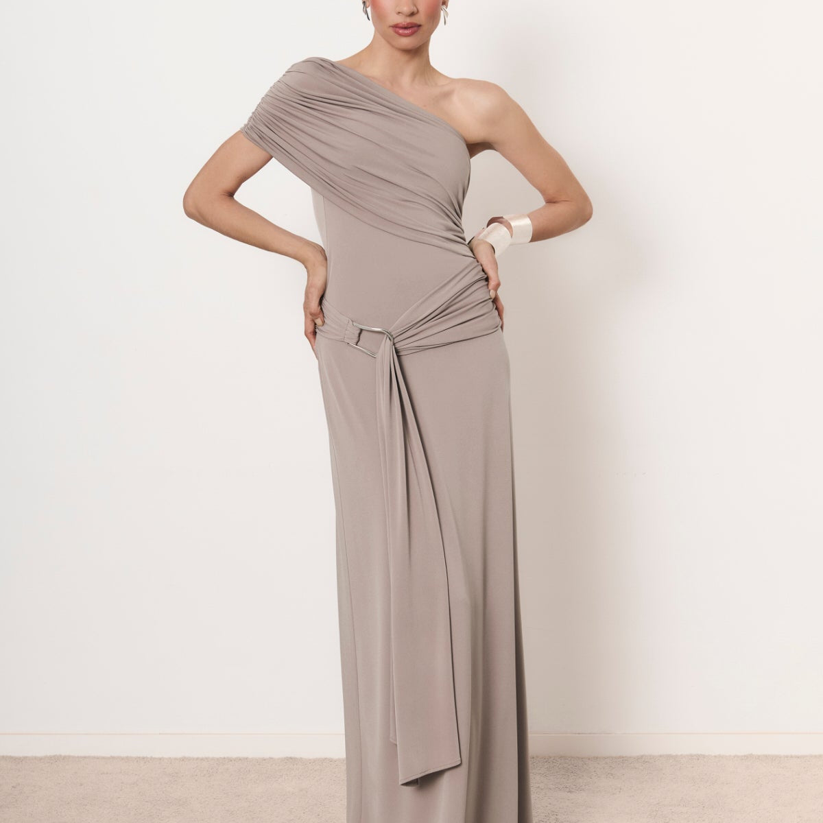 stone grey dress Stone Grey Backless Maxi Mahya Dress  SABO