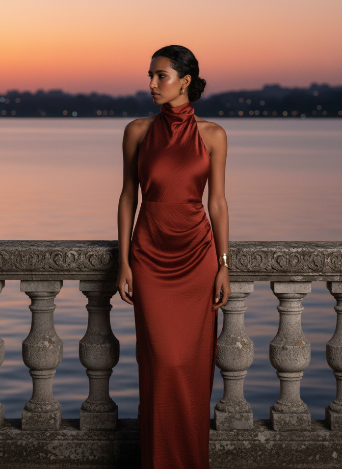 Athena terracotta dress