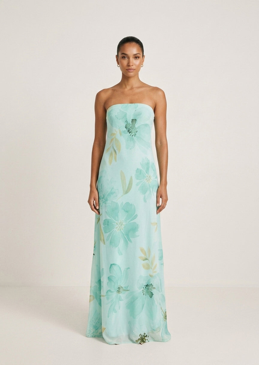 Vestido Cala floral turquesa