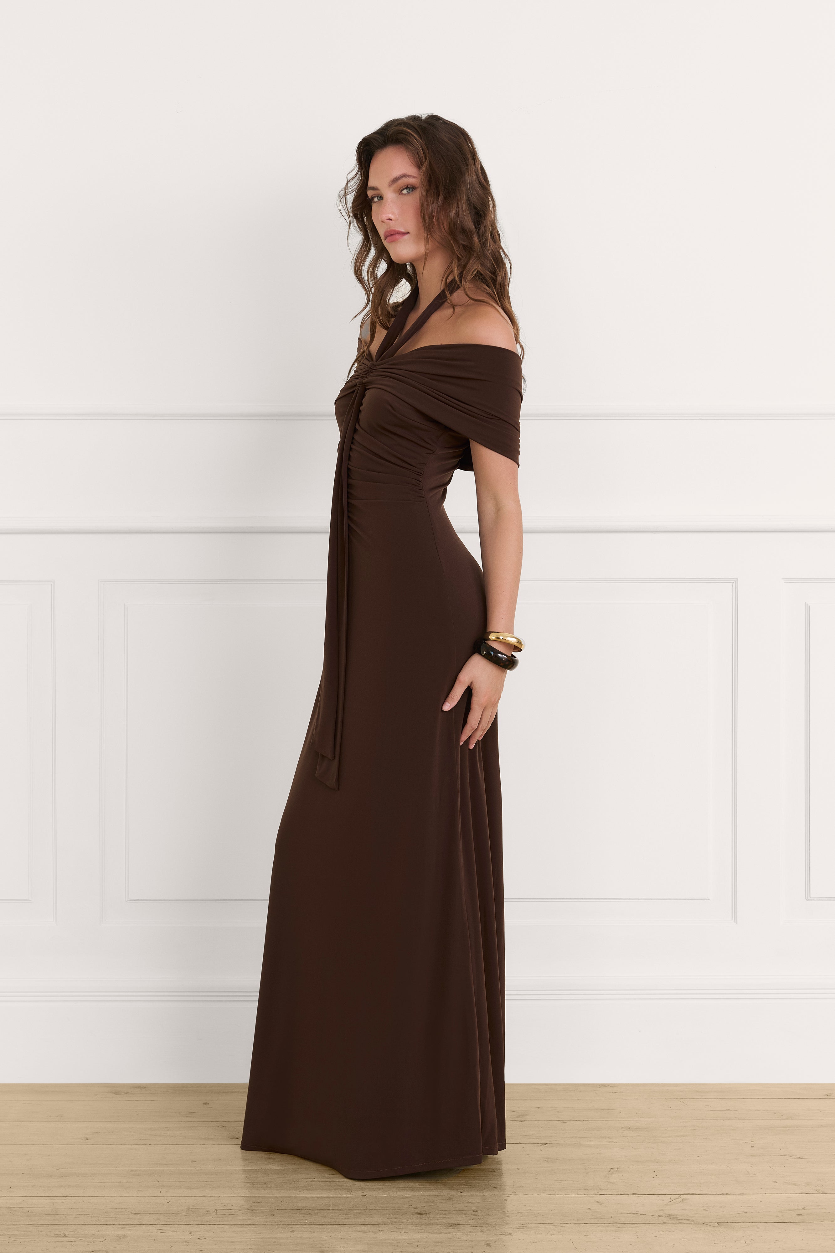 Renée dress in chocolate brown
