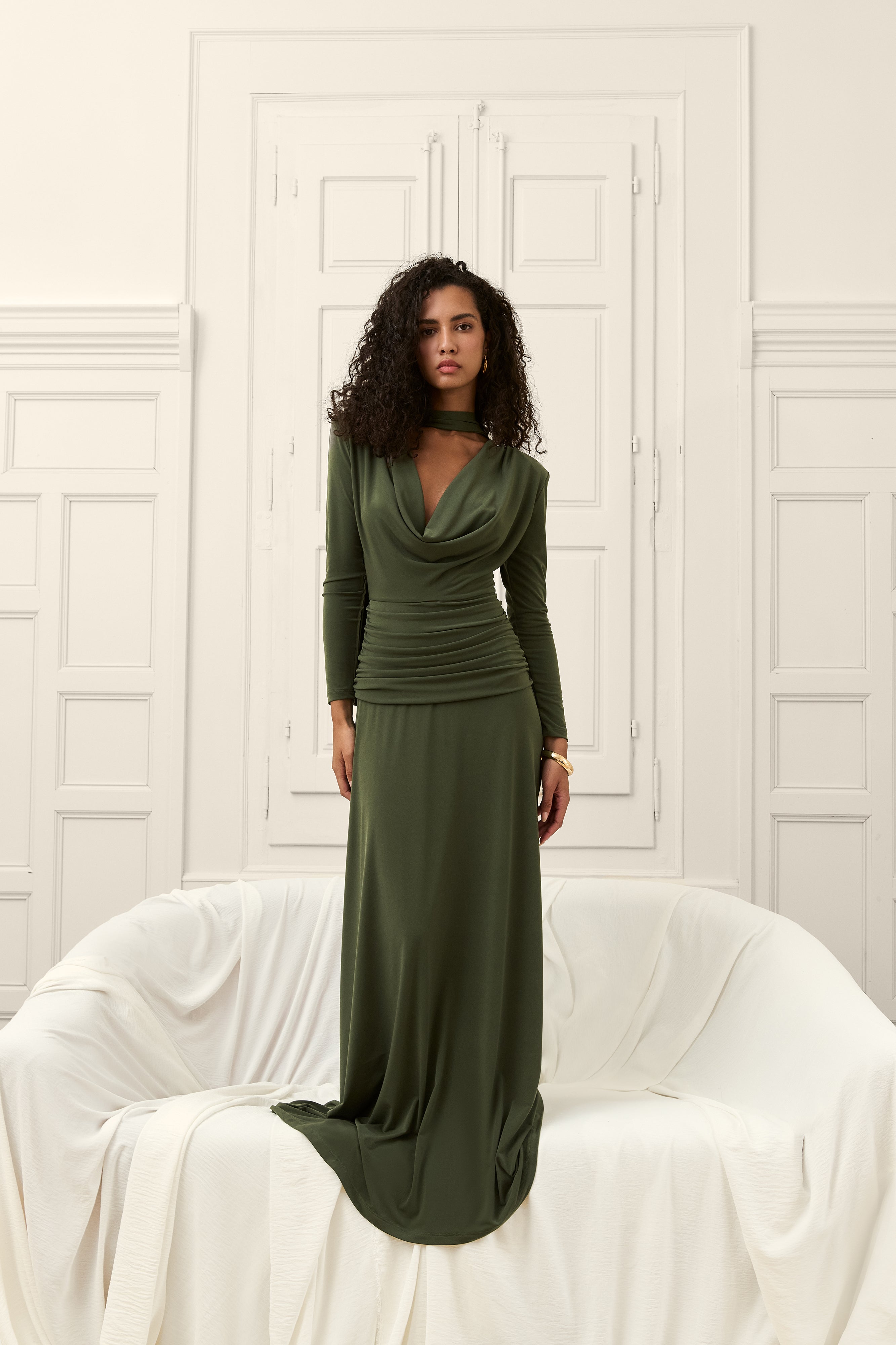 Vestido Rosalie verde caqui