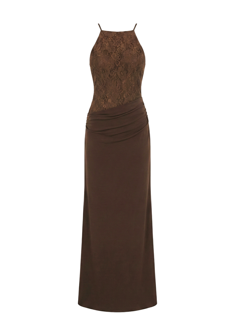 Aruba dress in chocolate brown